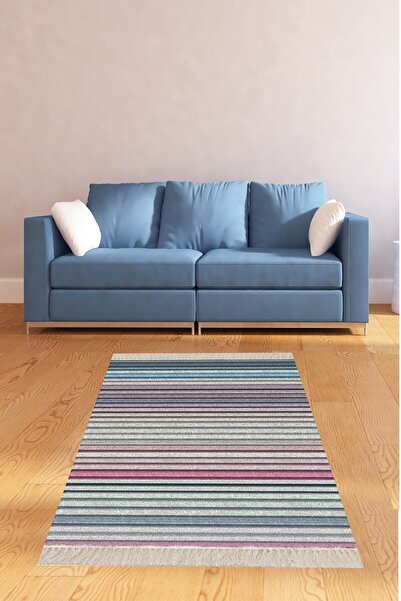 Pelangi Renk Geçişli Dijital Baskı Yıkanabilir Kaymaz Taban Modern Salon Halı Ve Yolluk (ekru)