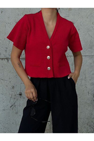 kenza'a Kadın Önü Düğmeli Kısa Kol Yelek