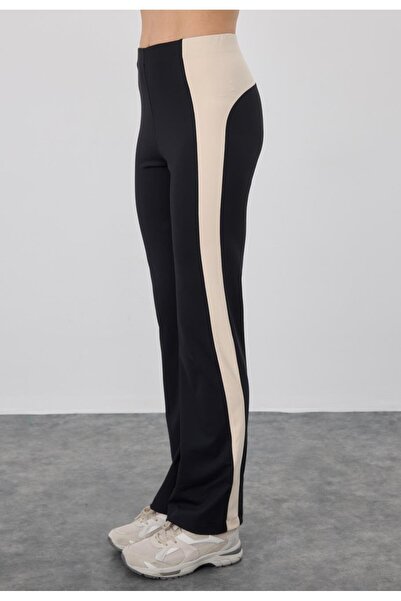 TUBİA Kadın Siyah Bej Detaylı Tayt