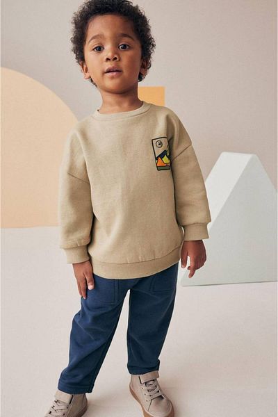 Monila Boy's 3 Thread Fabric Top Suit with Cotton Jogger Pants