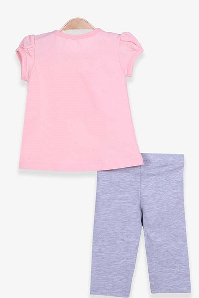 Breeze Girl's Capri Tights Set with Bow and Pompom 1-4 Years, Salmon