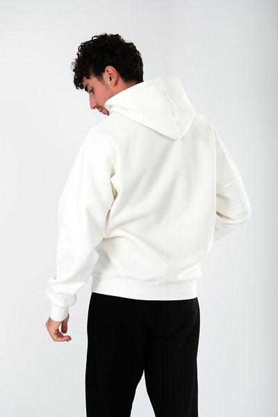 Coredra Мъжки суичър с качулка Std Ecru - Oversize Fit