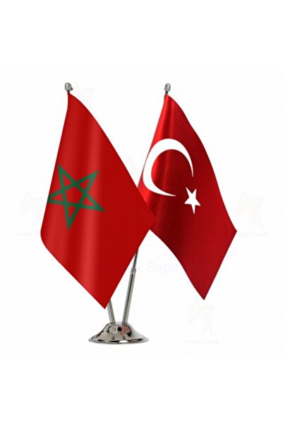 ALWAYS TEKNOLOJİ Fas ve Türkiye ikili Masa Bayrağı Seti