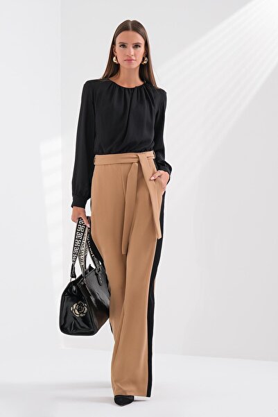 EXPLOSION Renk Bloklu Kuşaklı Uzun Şık Tulum