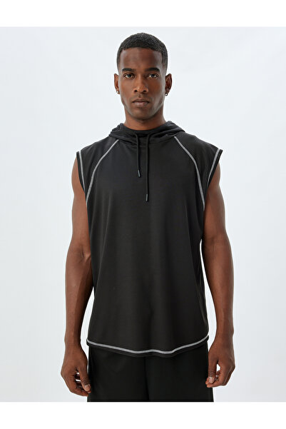 Koton Hooded Sleeveless Stitching Detailed Sports Undershirt