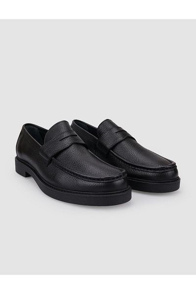 Cabani 100% Genuine Leather Black Men's Casual Shoes
