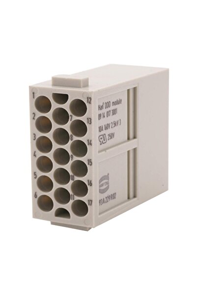 09140173001 - Han-modular Serisi Modül, 17 Kontaklı, 3 Sıralı, Erkek