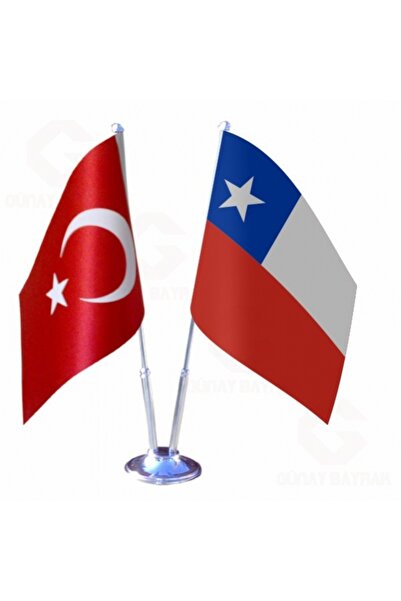 MEKANİK OUTLET Şili ve Türkiye İkili Masa Bayrağı Seti