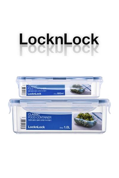 locknlock Classic Airtight Rectangular Containers 800ml + 1L