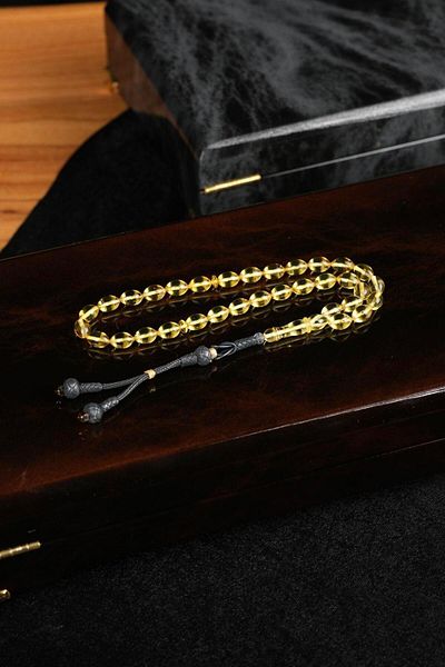 dergah tesbih Special Silver Kazaz Design Drop Amber Prayer Beads (Amber)