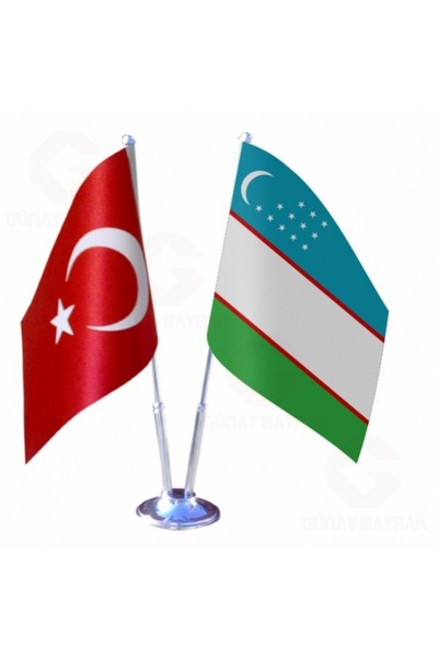 Genel Markalar Özbekistan ve Türkiye İkili Masa Bayrağı Seti