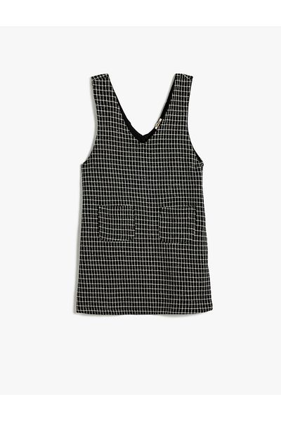 Koton Μίνι Φόρεμα Gilet - Αμάνικο με λαιμόκοψη V με τσέπες
