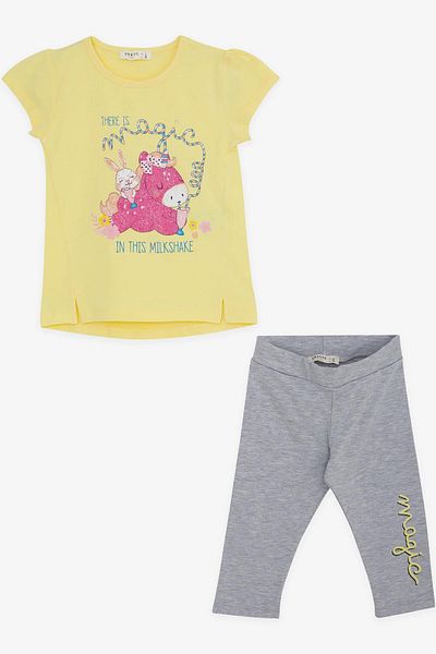 Breeze Girl's Capri Tights Set Unicorn Printed 1.5-5 Years, Yellow