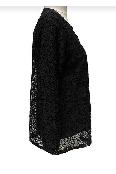 YASEŞA BUTİK Mother Women's Young Large Size Asian Black Littered Jacket Rhinestone Evening Suit