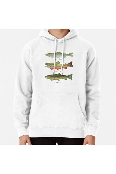 Hvit Stein Φούτερ με στάμπα Trout Triad