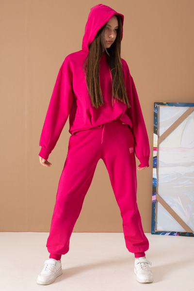Cansın Mini Fuchsia Hooded Girl's Tracksuit Set - 19594