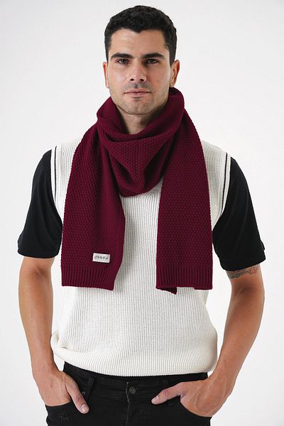 CHUBA Men's Claret Red Knitwear Scarf - Soft Textured and Knitted Detail 25W4001