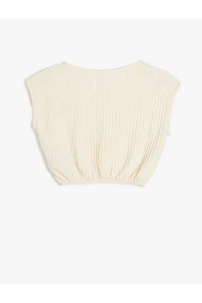 Koton Textured Sleeveless Crop Blouse - Elastic Waist