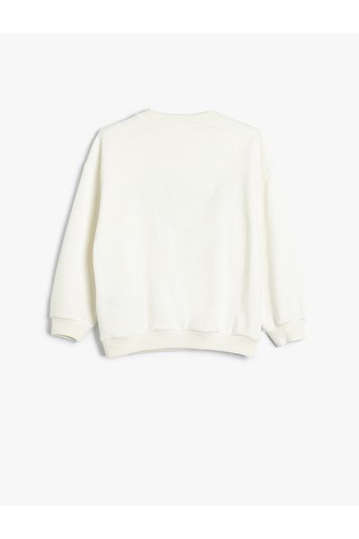 Koton Cotton Long Sleeve Sweatshirt - Crew Neck, Slogan Printed