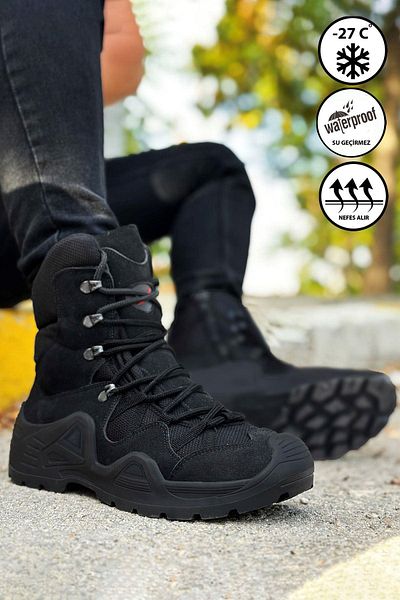 BIG KING Μαύρες αδιάβροχες μπότες Combat GTX με φερμουάρ