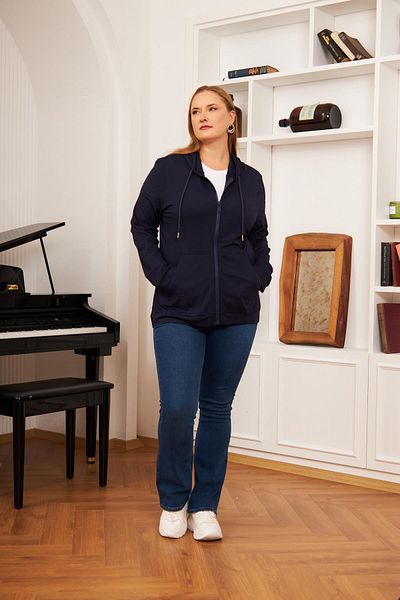 RMG Navy Blue Modal Sweatshirt - Large Size Cardigan