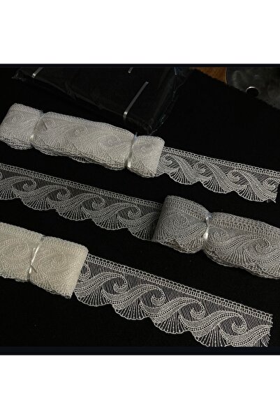 Butik İmza Tekstil Tül Güpür geniş uç fransız dantel 9 metre dokuma