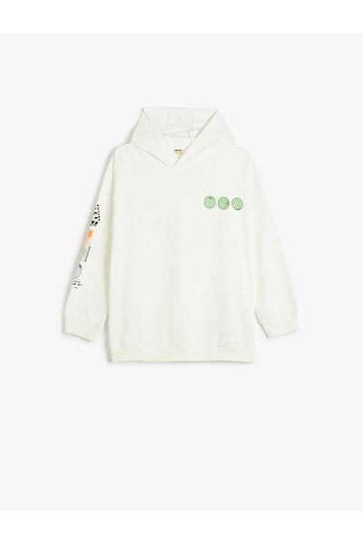Koton Long Sleeve Hooded Sweatshirt - Print Detailed Hoodie