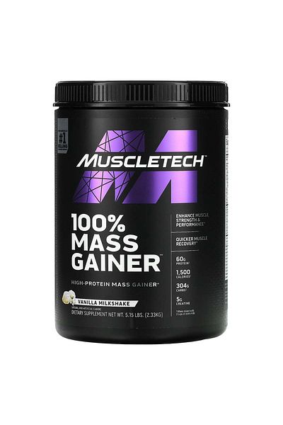 MUSCLETECH 100% Mass Gainer, Vanilla Milkshake, 5.15 LB