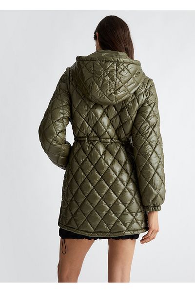 Liu Jo Women's Hooded Collar Zipper Closure Green Jacket Tf4124 Ts073-90515