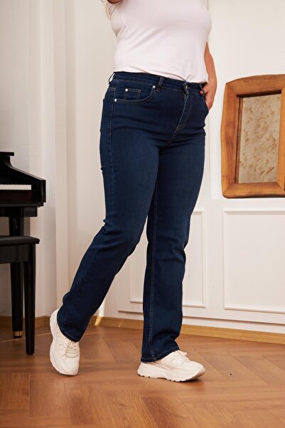 RMG Pipe Leg Large Size Dark Navy Blue Jeans