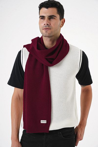 CHUBA Men's Claret Red Knitwear Scarf - Soft Textured and Knitted Detail 25W4001