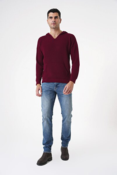 CHUBA Ανδρικό πλεκτό πουλόβερ Θεσσαλονίκης με κουκούλα και τσέπες Standard Cut Πλεκτό Πουλόβερ Claret Red 25W2002