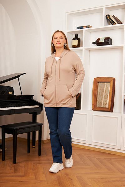 RMG Mink Large Size Modal Sweatshirt Cardigan