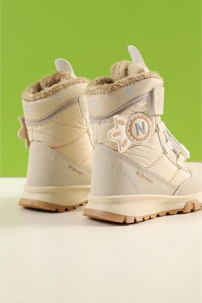 DRY WOOD Durable, Waterproof, Orthopedic, Velcro, Beige Girl's Snow Boots