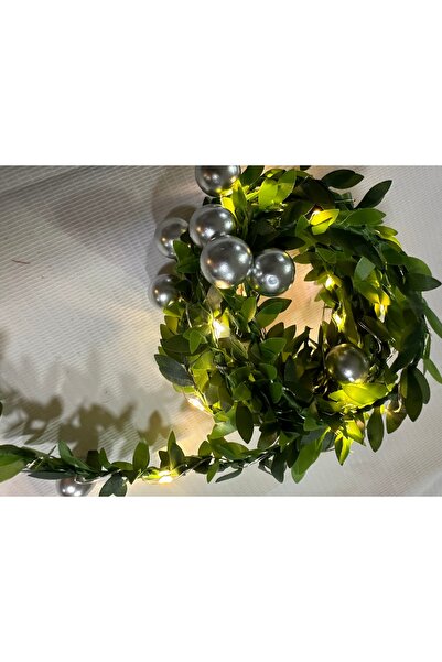 KozmoParti Gümüş Top Yılbaşı Süsü Kokina Dolanabilenb 200cm Işıklı Yapay Şeri...