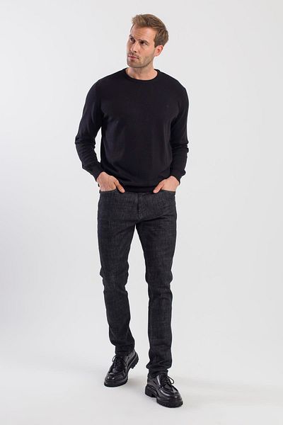 Jakamen Μαύρο βαμβακερό τζιν παντελόνι Slimfit που πλένεται