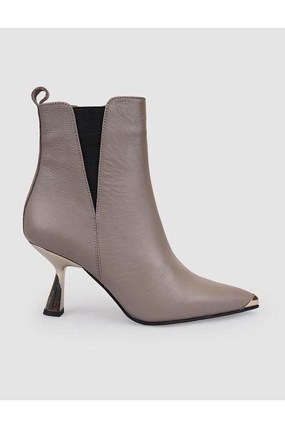 Cabani 100% Genuine Leather Mink Zippered Women's Heeled Boots