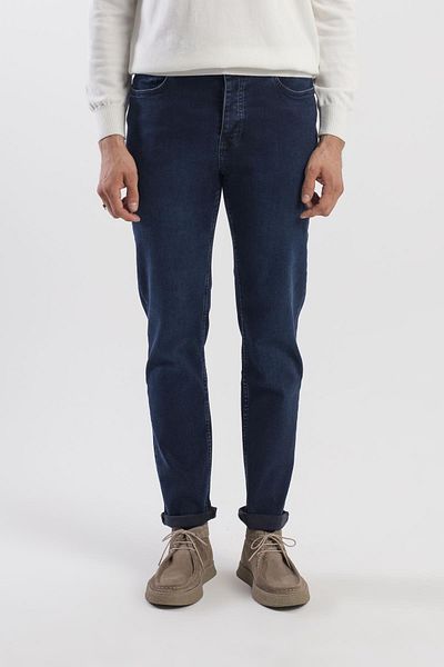 Jakamen Βαμβακερό τζιν παντελόνι με σκούρο μπλε Navy Slim Fit που πλένεται