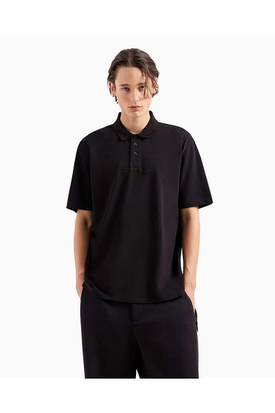 Armani Exchange Μαύρο ανδρικό μπλουζάκι Polo Neck - XM 000080   AF10819-UC001
