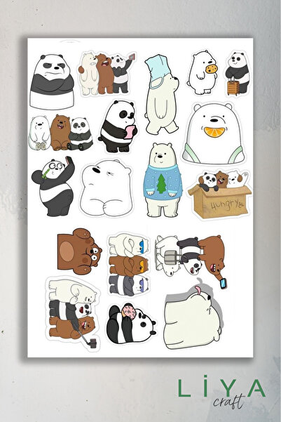 LiyaCraft Bear Temalı Sticker Planner Ajanda Bullet Journal Için Uygun Set