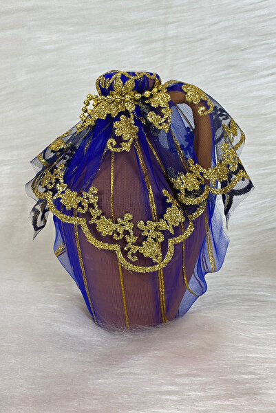 ZEYMERADE Lacivert Testi, Süslü Gelin Kına Gecesi Testisi, Düğün Kına Küpü, T...