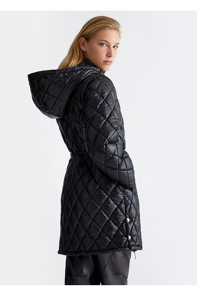 Liu Jo Women's Hooded Collar Zipper Closure Navy Blue Jacket Tf4124 Ts073-22222