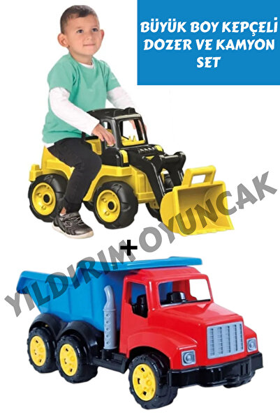 YILDIRIM OYUNCAK Büyük Kepçeli Dozer Ve 83 Cm Kamyon 2li Set