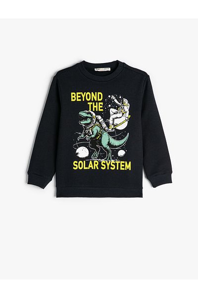 Koton Long Sleeve Dinosaur Sweat - Crew Neck Hoodie