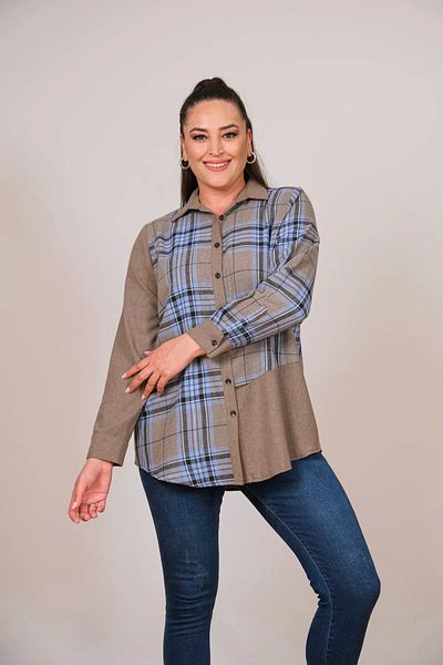 Lady Majestic Καρό γυναικείο πουκάμισο Plus Size