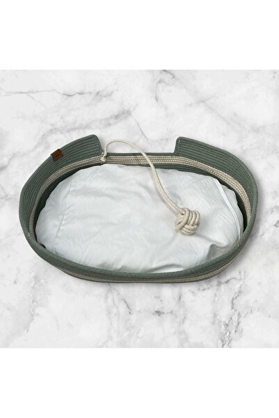 Natural Oval Jüt Elyaf Minderli Kedi Yataği Oyuncak Toplu