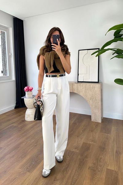 BİRCANÇİL Mary White Palazzo Trousers