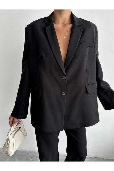 Laluvia Schwarze Washington-Blazerjacke