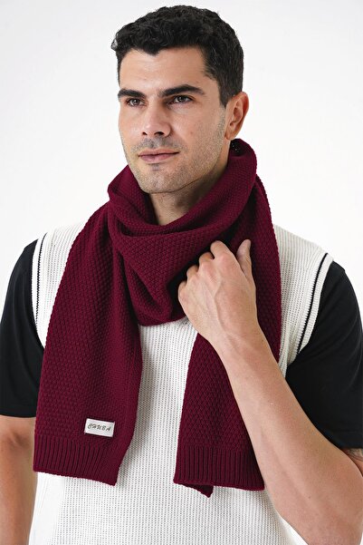 CHUBA Men's Claret Red Knitwear Scarf - Soft Textured and Knitted Detail 25W4001