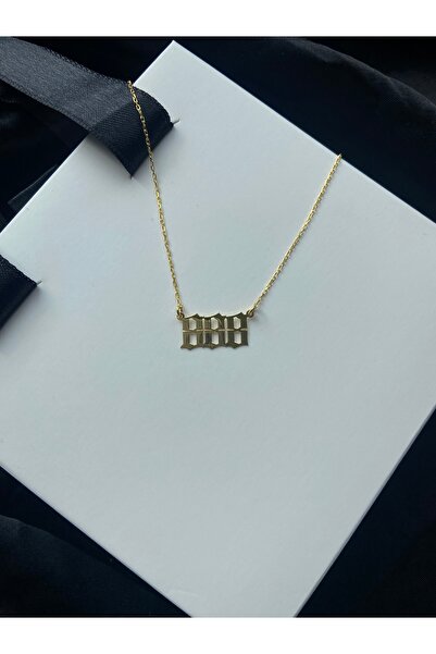 Işıltı Silver 14k Altın Kaplama Melek Sayıları 888 Gümüş Kolye